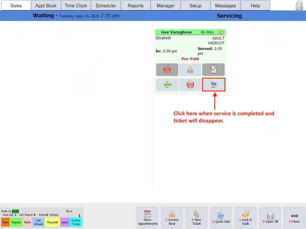 POS Prepay step 5 service screen