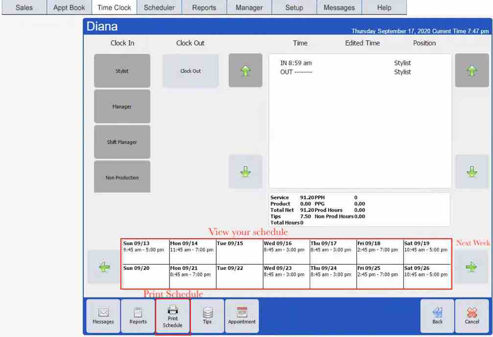 View print schedule